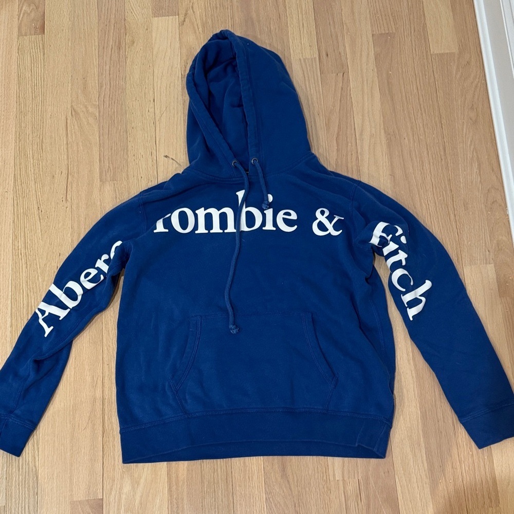 Abercrombie & Fitch Navy Hoodie with White Logo